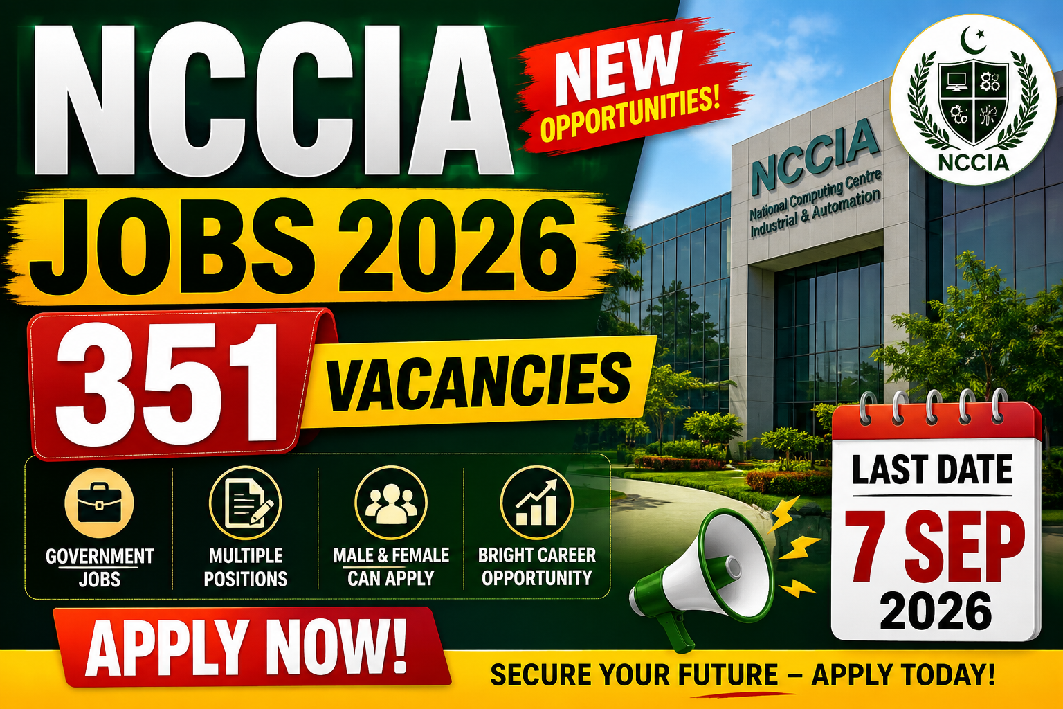 Guide graphic for NCCIA Jobs 2026 covering Sub Inspector, Constable and clerical recruitment across Pakistan