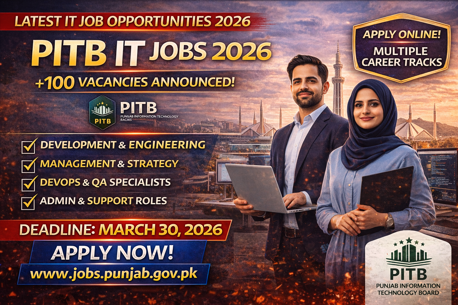 PITB IT jobs 2026 in Lahore