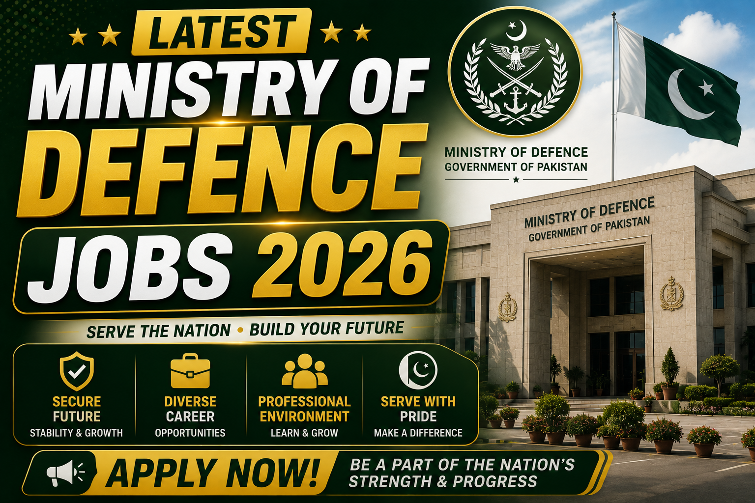Ministry of Defence recruitment advertisement published in Daily Jang on 27 July 2026 listing posts and basic pay scales