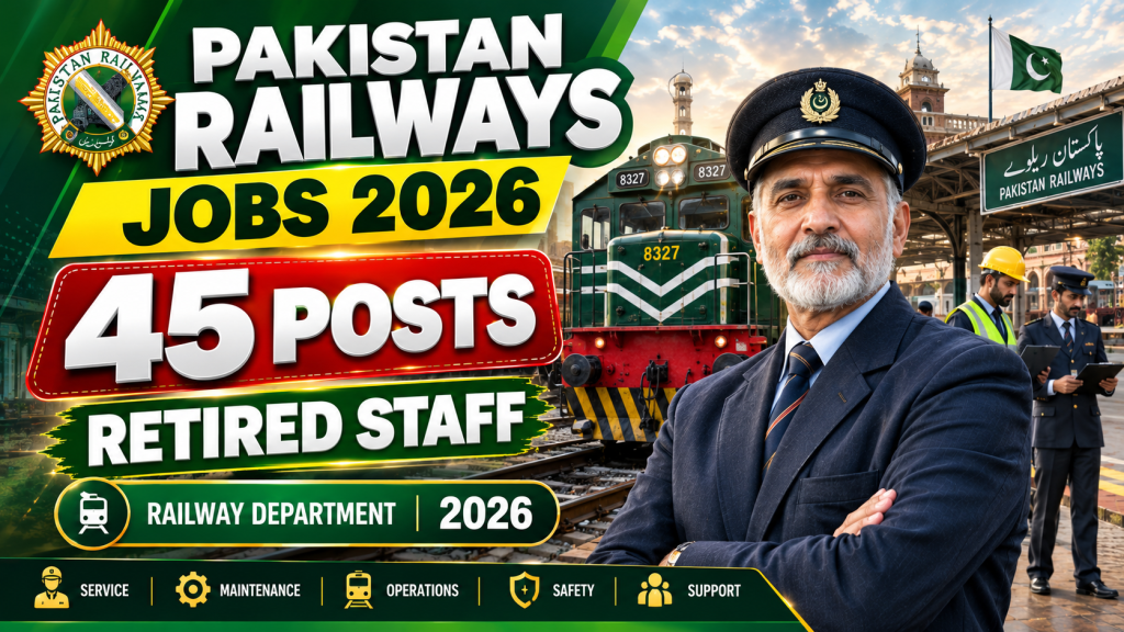 Pakistan Railways Jobs 2026 with 45 posts for retired staff in the railway department