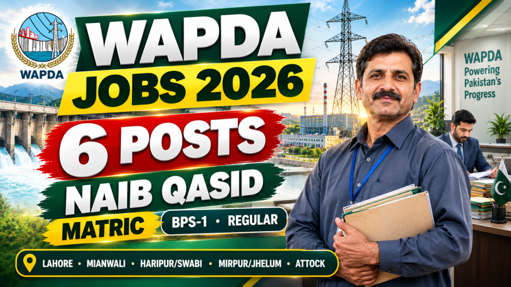 WAPDA Naib Qasid Jobs 2026 with 6 regular BPS-1 posts