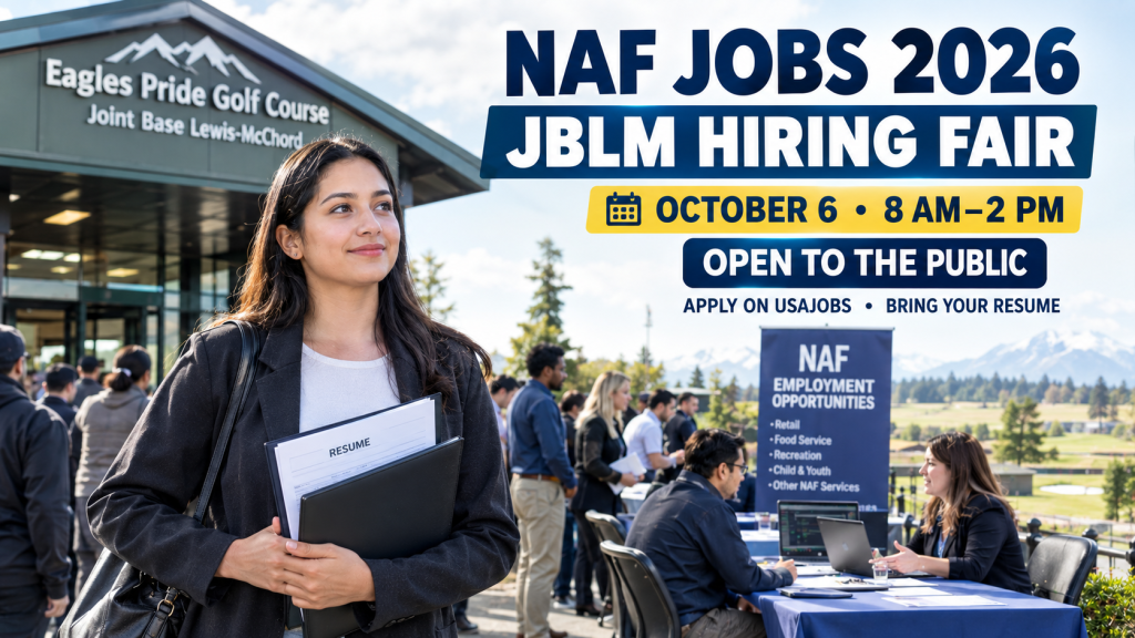 NAF Jobs 2026 JBLM Hiring Fair at Eagles Pride Golf Course on October 6
