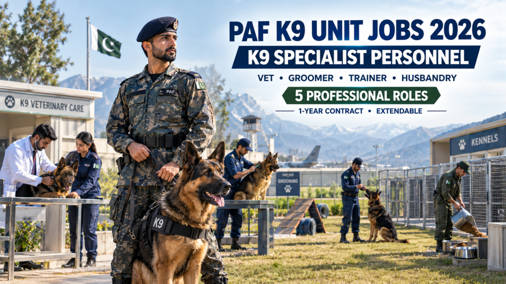 PAF K9 Unit Jobs 2026 for veterinary, grooming, training and animal care personnel