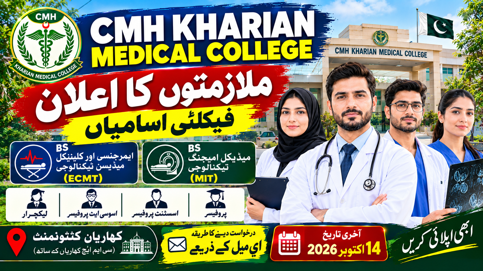 CMH Kharian Medical College Jobs 2026 – faculty vacancies