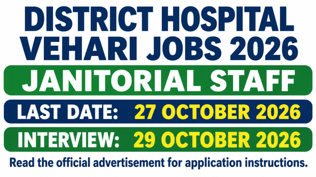 District Hospital Vehari Jobs 2026 advertisement for janitorial staff vacancies