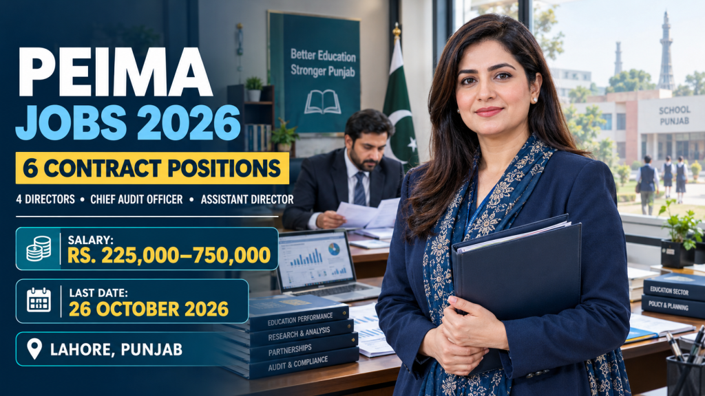 PEIMA Jobs 2026 – 6 contract positions with senior education-sector vacancies in Lahore, Punjab