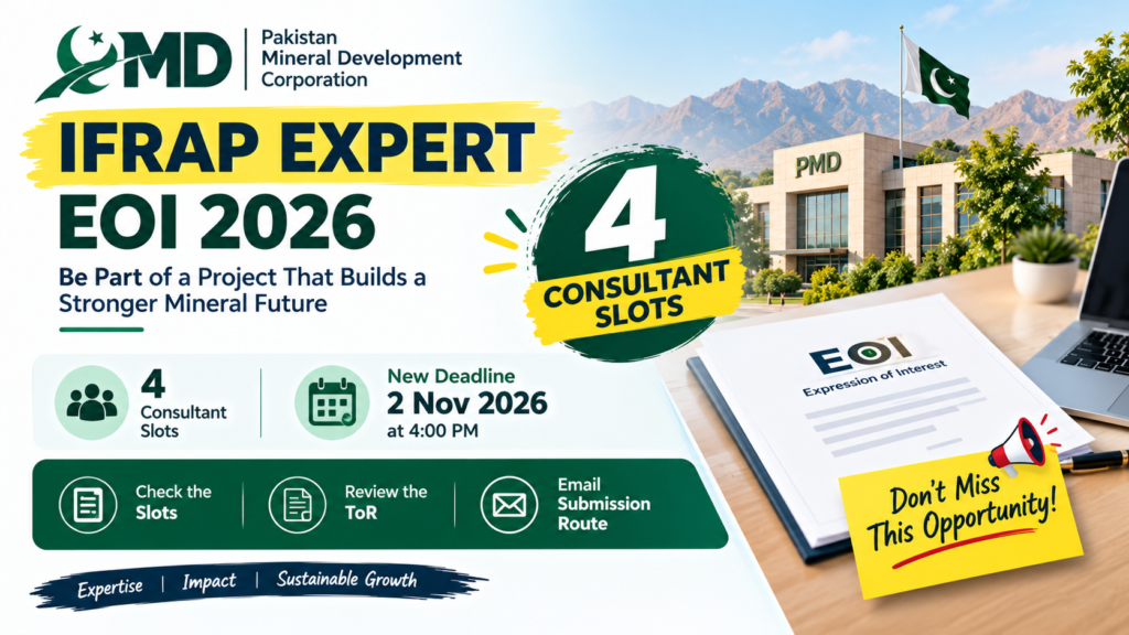 PMD IFRAP Expert EOI 2026 notice announcing four International Panel of Experts consultant positions.